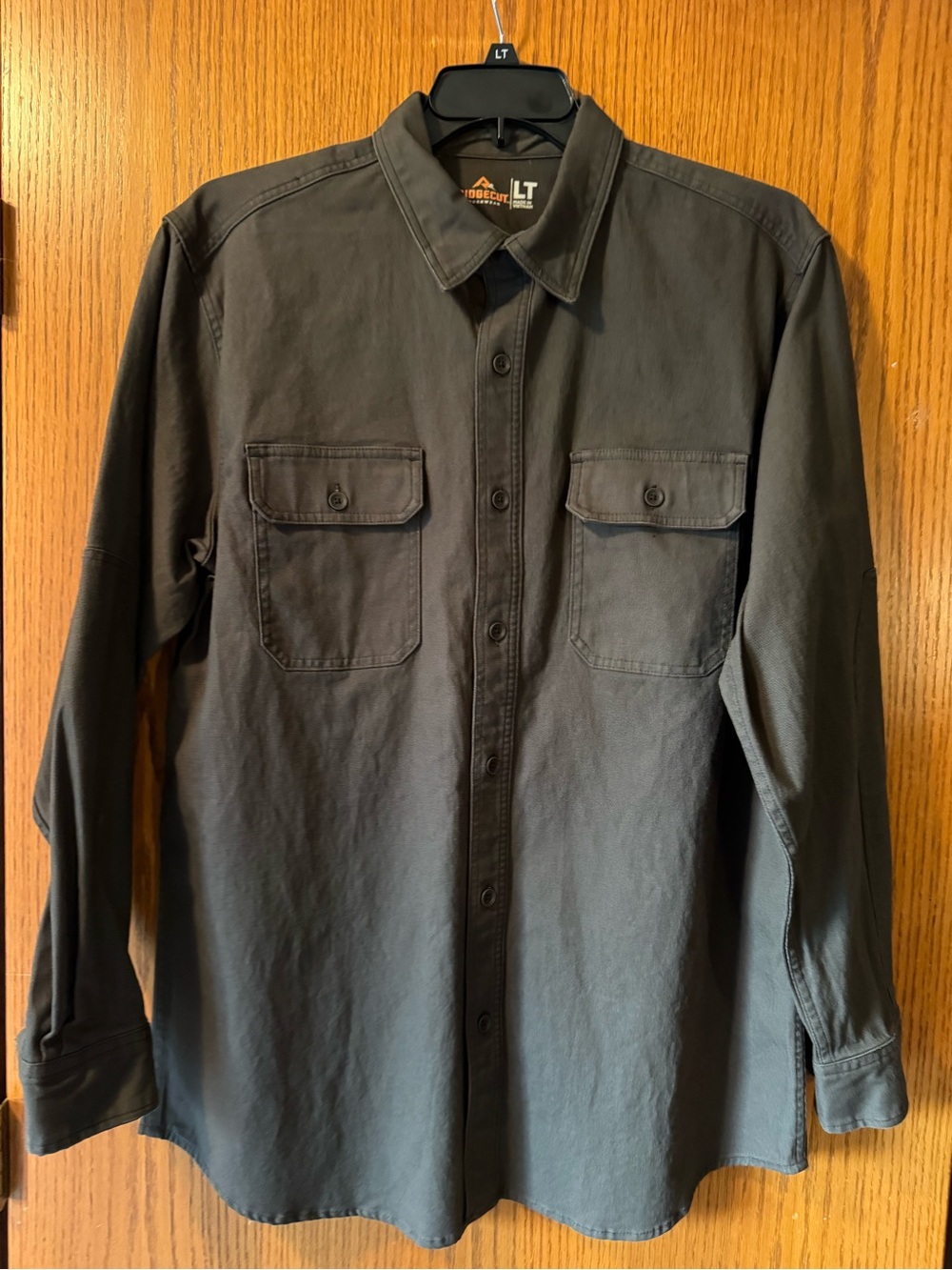 Ridgecut Toughwear Men's Dark Gray Work Shirt Sz LT